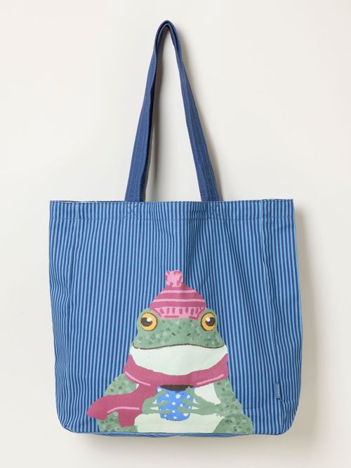 Navy Frog Printed Reversible Tote Bag