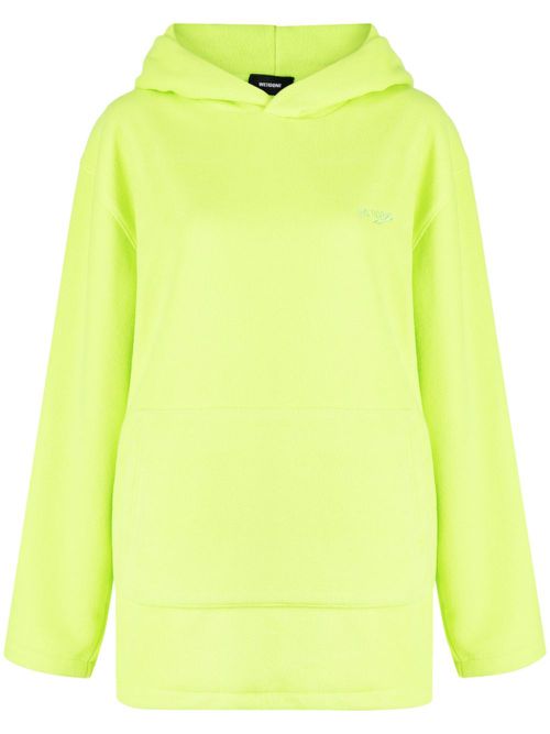 Logo-embroidered cotton hoodie - Green