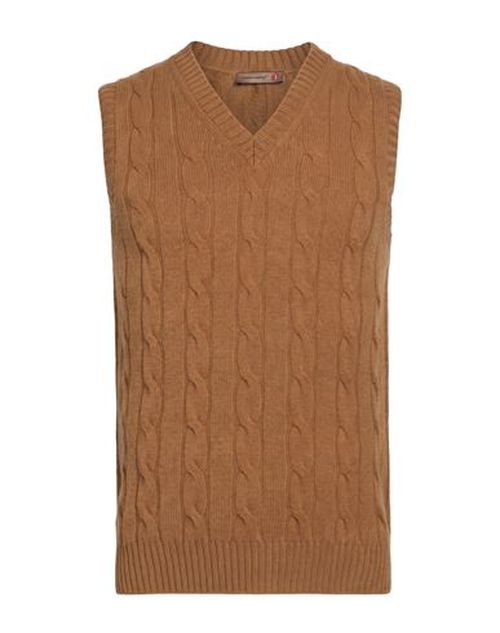 Man Sweater Camel Size L Virgin Wool