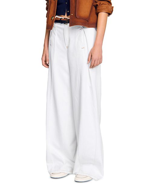 Everly Pleated Wide Leg Jeans in White