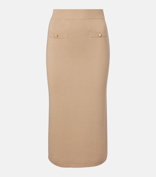 Cotton and cashmere pencil skirt