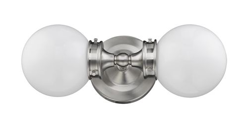 Satin nickel Two Light Vanity from the Fairfax Collection