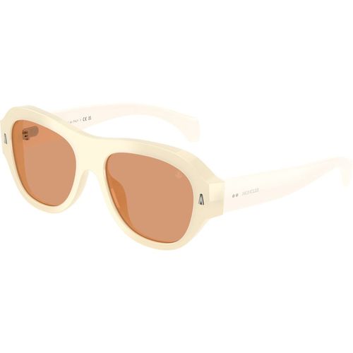 Moncler Unisex Moncler ME6015U ELEVANE 3035/7 Sunglasses Acetate White Brown Geometric Norma