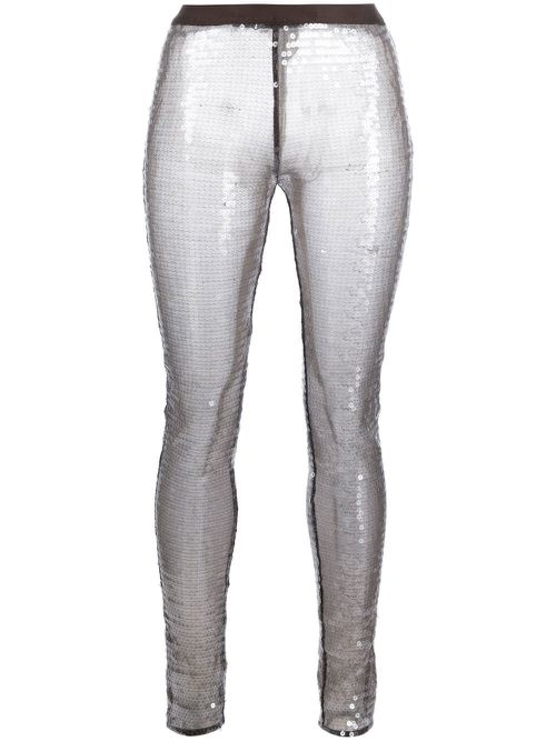 High-waist sequined leggings - Brown