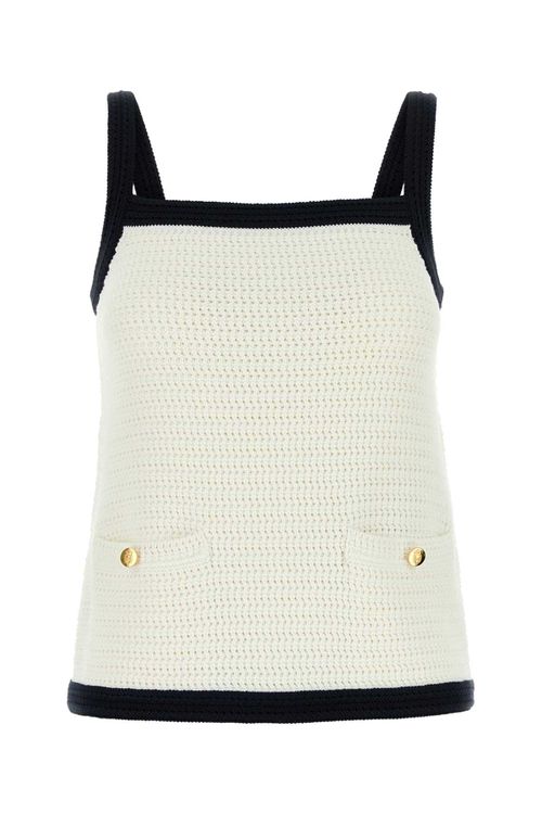 White Stretch Crochet Tank Top