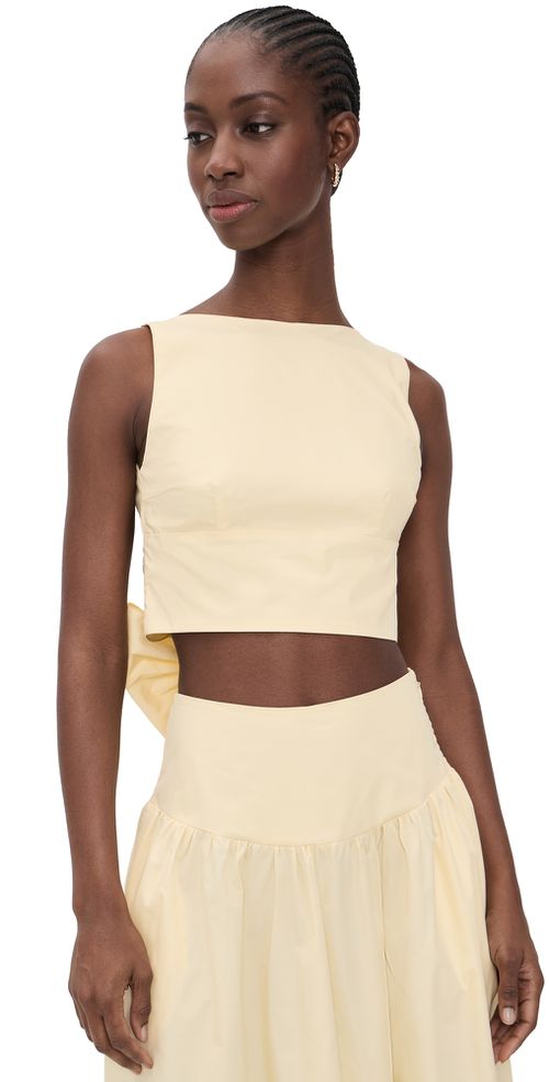 Poplin Open Back Tie Tank Whip Cream
