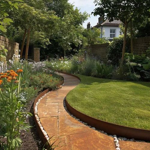 100cm Corten Steel Lawn Edging 7.5cm High (1 Set / 5pcs)