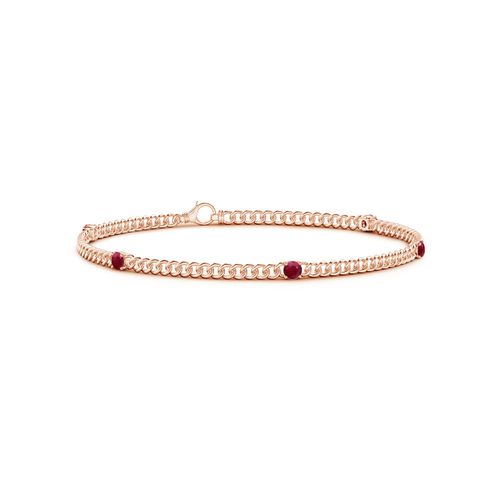 Angara 0.7 Carat Five Stone Ruby Station Bracelet in 14K Rose Gold