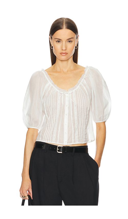 Helsa Voile Peasant Blouse in White. XS. Also in S