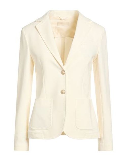 Woman Blazer Cream Size 6 Cotton, Lycra