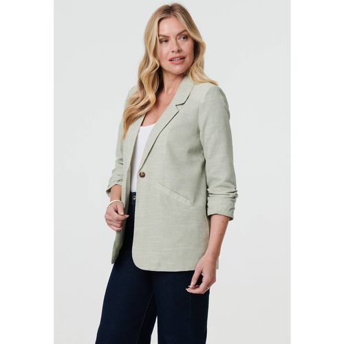 Checked 3/4 Sleeve Button Front Blazer