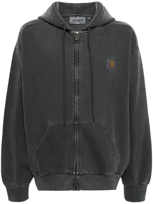 Logo-appliqué zip-up hoodie - Grey