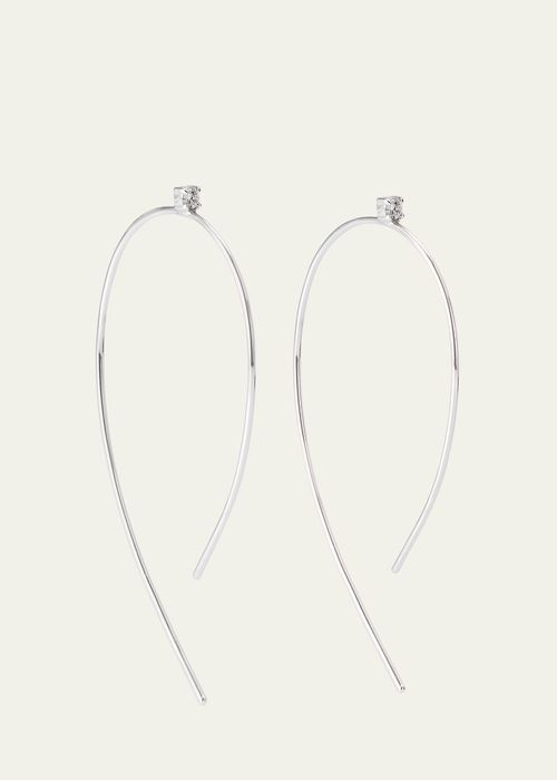 Mini Wire Hooked On Hoop Earrings with Diamonds, 38mm