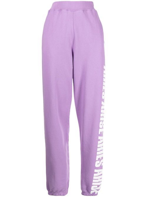 Logo-print cotton track pants - Purple