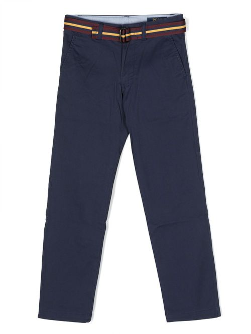 Straight-leg belted trousers - Blue