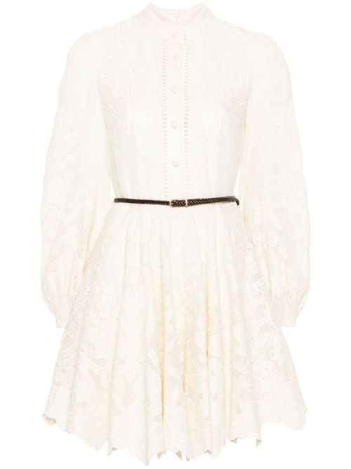 Ottie floral-embroidered mini dress - Neutrals