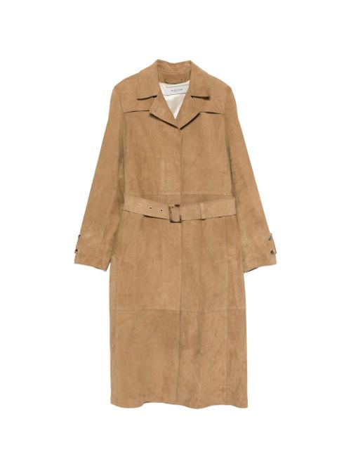 Suede leather trench coat