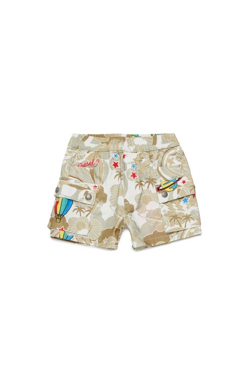 Cotton cargo shorts with all-over print - Shorts - Man - Brown