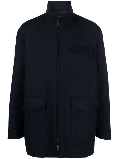 Zip-up virgin wool coat - Blue