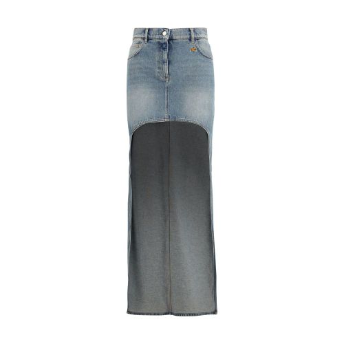 Colorblock Denim Skirt — Blue