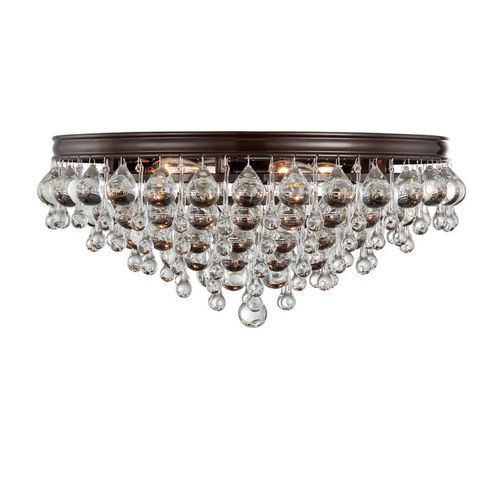 Calypso 6-Light 20" Ceiling Light in Vibrant Bronze with Clear Glass Drops Crysta