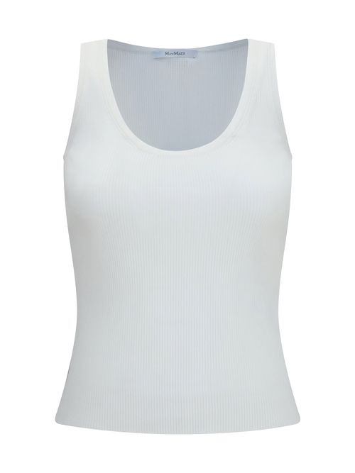 Ribbed Jersey Tank Top — White