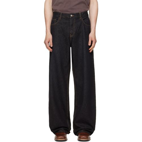 Black Curved Logo Loose Jeans