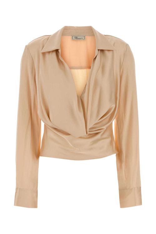 Peach Stretch Satin Blouse