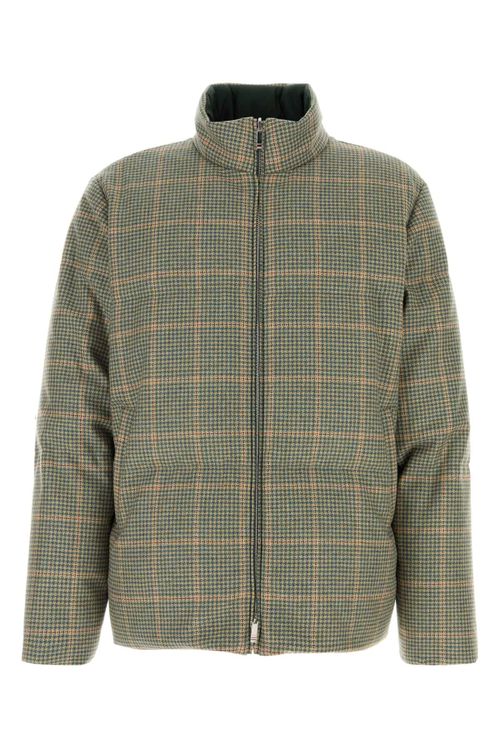 Houndstooth Wool Down Jacket — Green