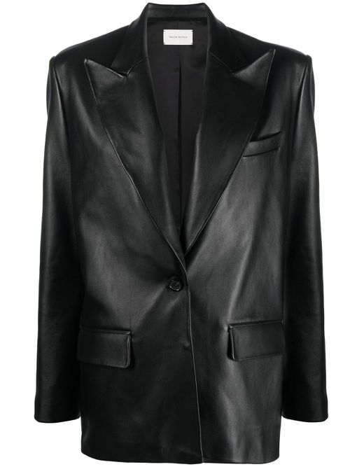Oversized leather blazer - Black