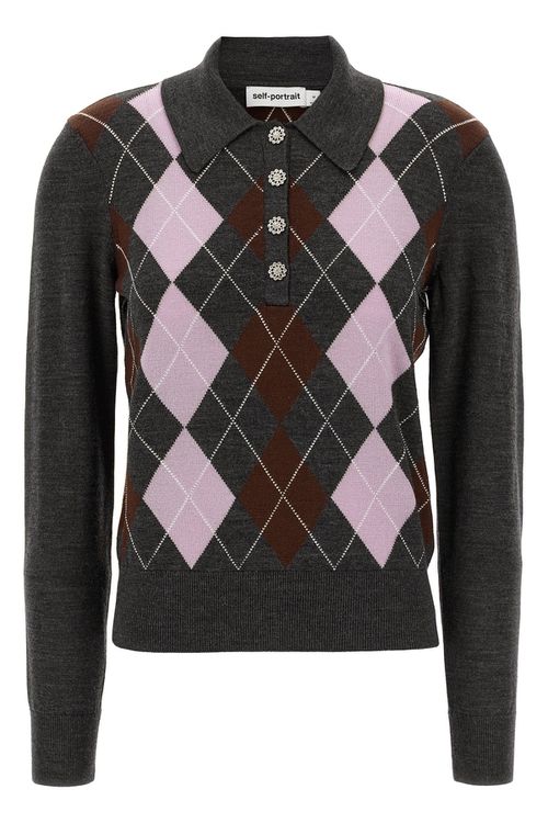 'Grey Argyle Lightweight' Sweater