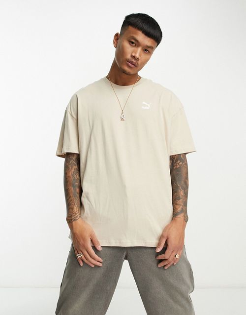 Classics oversized logo t-shirt in oatmeal-Neutral