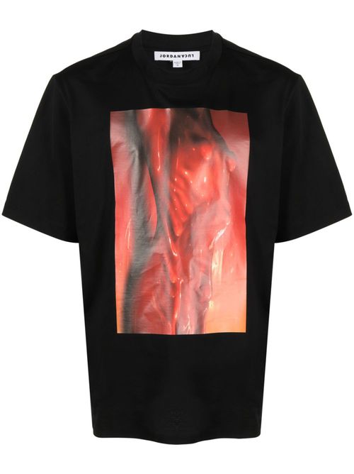 Graphic-print crew-neck cotton T-shirt - Black