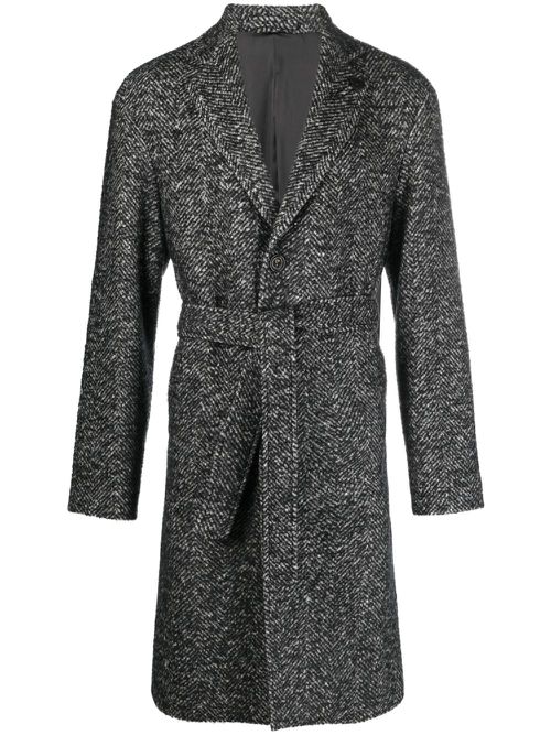 Single-breasted belted coat - Black