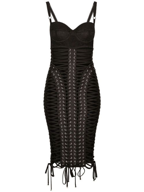 KIM DOLCE&GABBANA lace-up detailing dress - Black