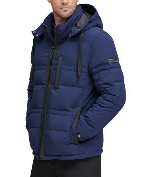 Men's Huxley Crinkle Down Jacket with Removable Hood - Ink