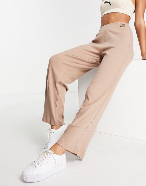 Classics ribbed straight leg joggers in brown