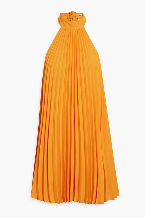 Alice Olivia - Aviana pleated crepe halterneck mini dress