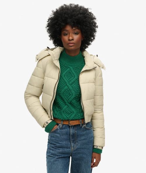 Superdry Women's Women's Crop Hooded Fuji Jacket Beige / Pelican Beige