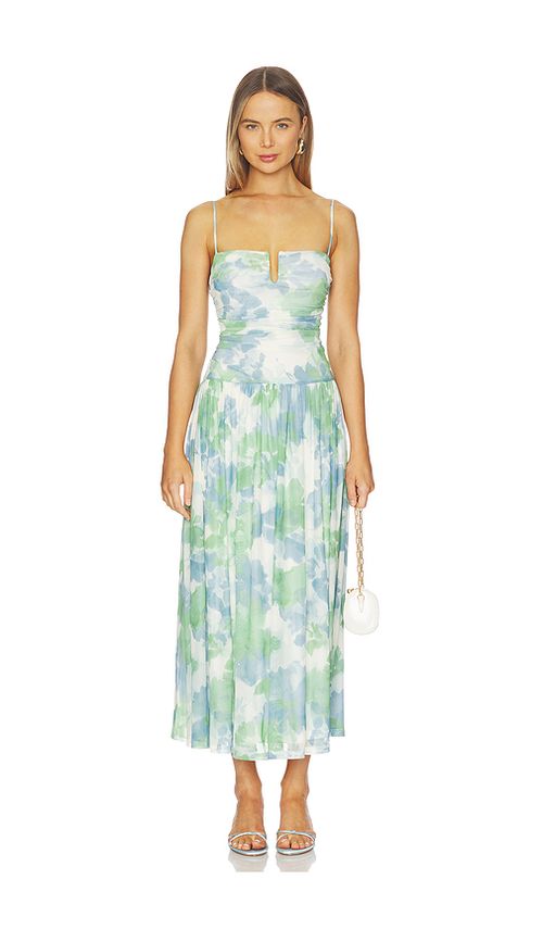 MINKPINK Carrie Mesh Maxi Dress in Green, Blue. XS. Also in S, M