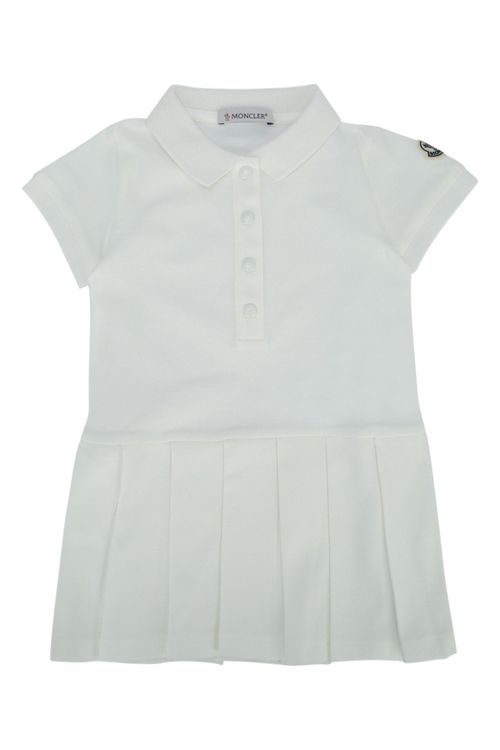 Pleated Polo Shirt Dress — White