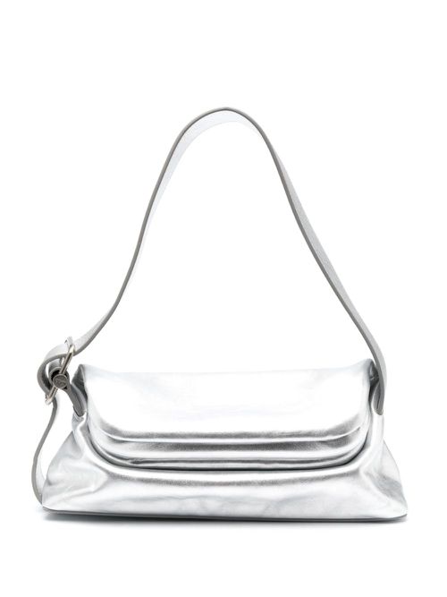Folder Brot metallic-leather shoulder bag - Silver