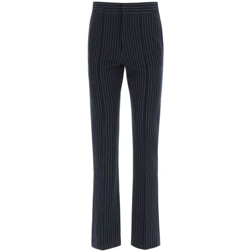 Pinstriped straight-leg trousers