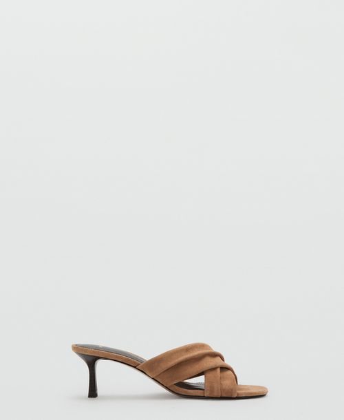 Women's Crossed Straps Suede Leather Sandals - Sand