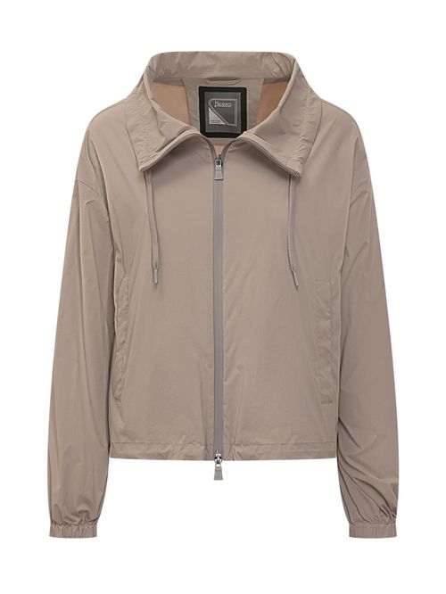 Beige Solid Shirt Collar Jacket