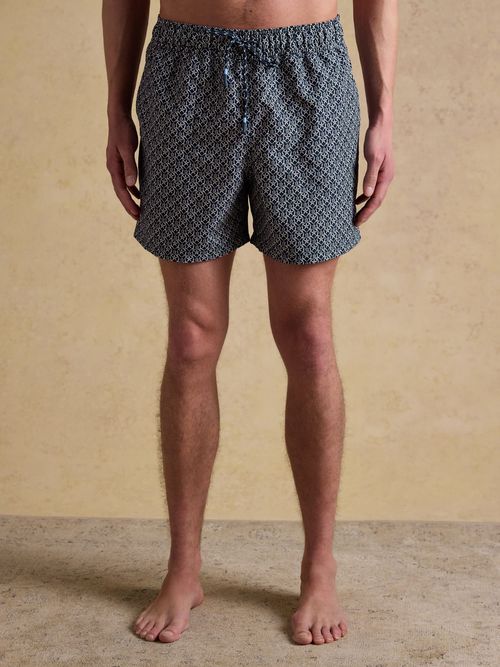 Overton Navy Scene Printed Rugby Style Swim Shorts