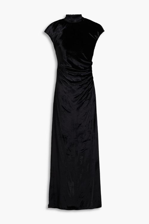 Tina ruched cutout crushed-velvet maxi dress - Black - US 8