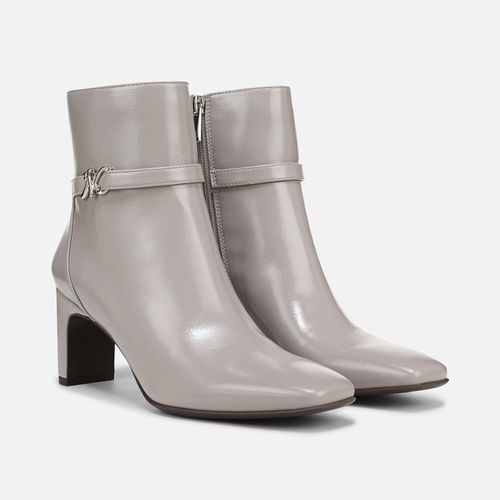 Nanette Ankle Bootie Boots, Soft Milk Grey Faux Leather