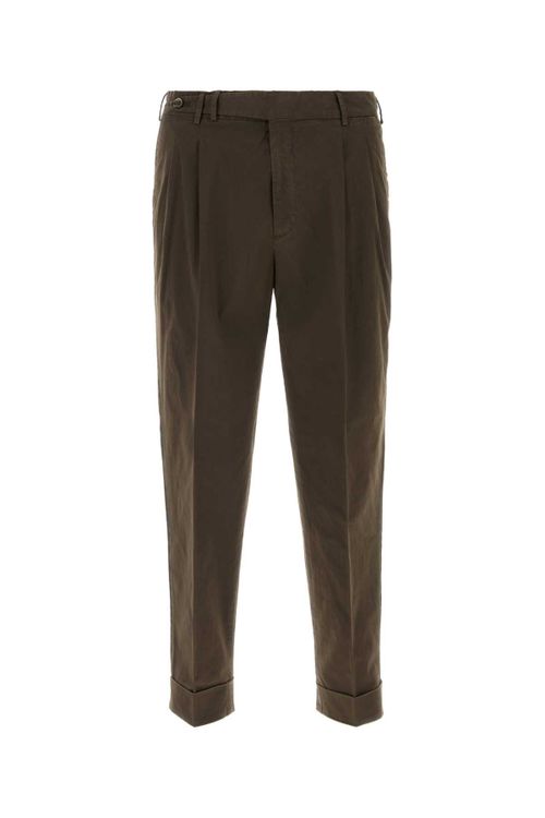 Stretch Cotton Trousers — Brown