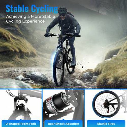 26 Inch Mountain Bike, 21 Speeds Men's Mountain Bike, Adult Bicycle With Full Suspension Disc Brake, Foldable Bicycle Adjustable Seat For Men And Wome
